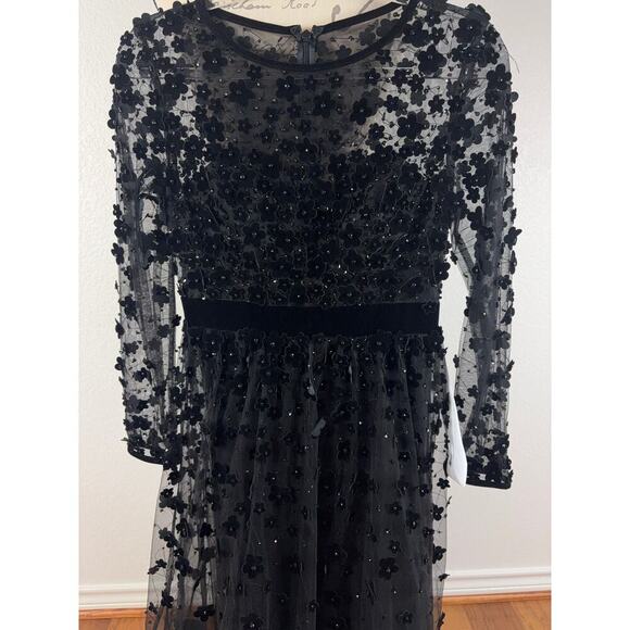 B69 Mac Duggal Dress Womens 2 Sheer Floral Audrey Hepburn Old Hollywood Wedding - Picture 8 of 10